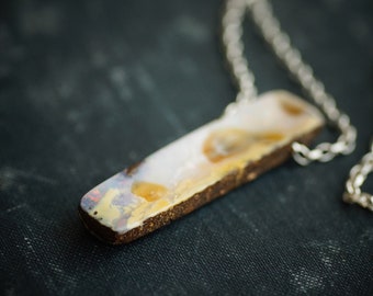 Boulder Opal Pendant on Sterling Silver Chain Necklace