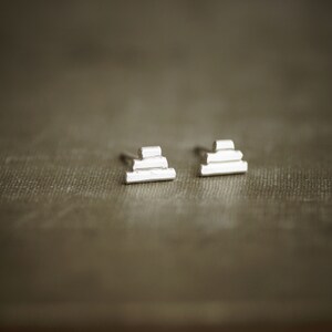 Petite Pyramid Earrings Triangle Posts Sterling Silver Studs image 5