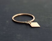 14kt Goldfill Ring with Diamond Shaped Dangling Charm - Made to Order