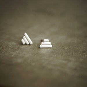 Petite Pyramid Earrings Triangle Posts Sterling Silver Studs image 7