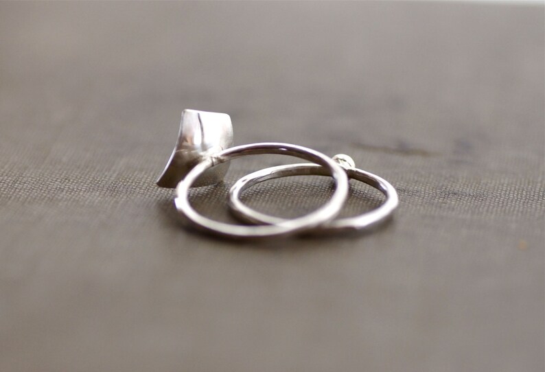 Set of Two Stacking Rings  Geometric  Sterling Silver image 3