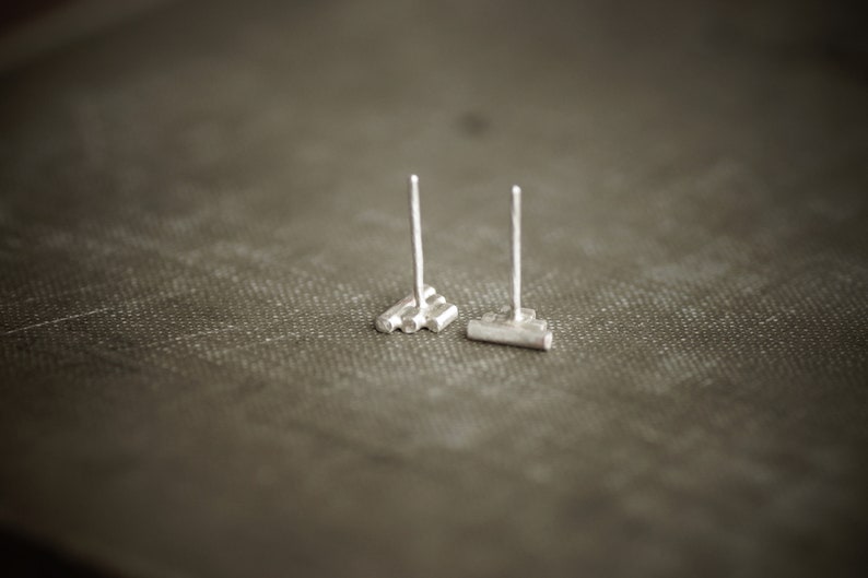 Petite Pyramid Earrings Triangle Posts Sterling Silver Studs image 8