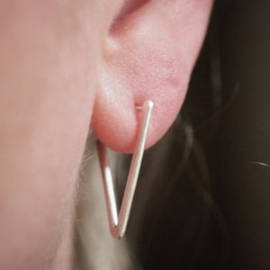 Triangle Spike Earrings - Sterling Silver - Hoop Studs
