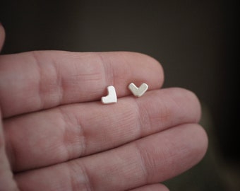 Tiny Heart Earrings - Recycled Sterling Silver Studs