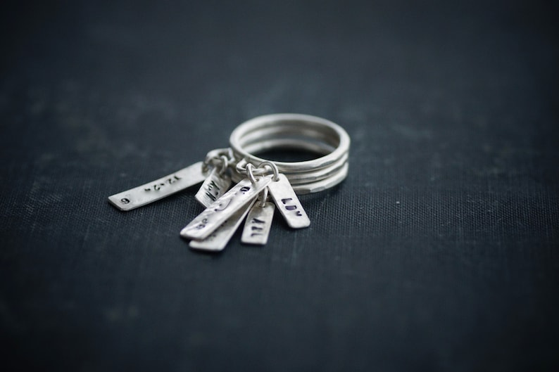 Dangling Charm Ring Sterling Silver Personalized Stamped Tags image 9