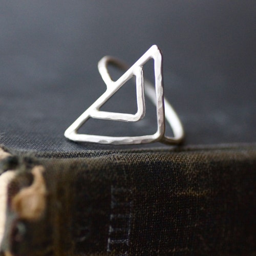 Triangle Ring - Sterling Silver - Made to Order - Hammered
