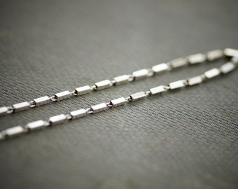 Rectangular Box Chain Necklace - Sterling Silver Chain Necklace - Layering