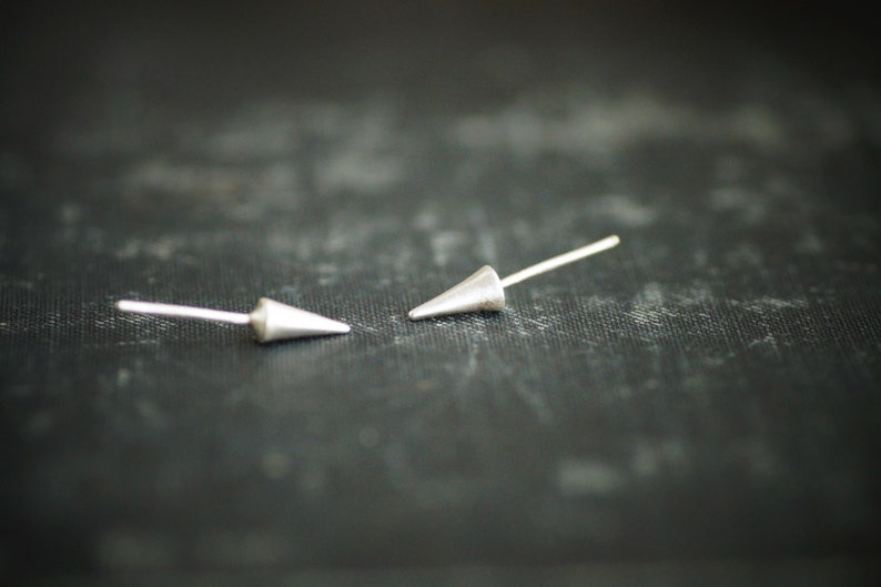 Black Sterling Silver Spike Studs Oxidized Earrings image 2