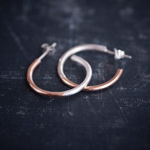 Mixed Metal Hoop Earrings - Sterling Silver and 14kt Goldfill