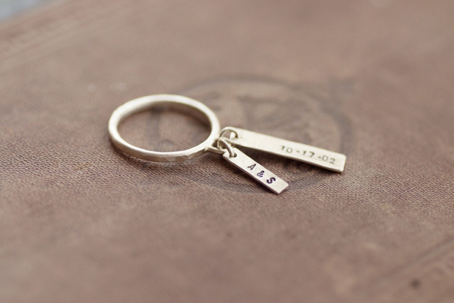 Dangle Rings Silver Dangling Charm Ring - Sterling Silver - Personalized Stamped Tags - Etsy
