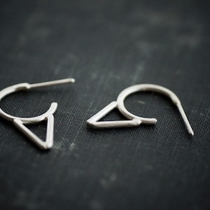 Hoops with Spike Accent - Sterling Silver Stud Earrings