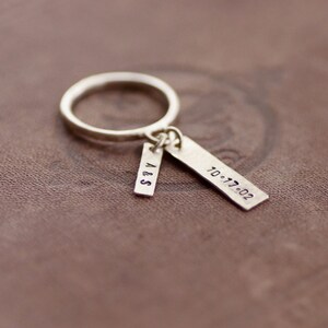 Dangling Charm Ring Sterling Silver Personalized Stamped Tags image 2