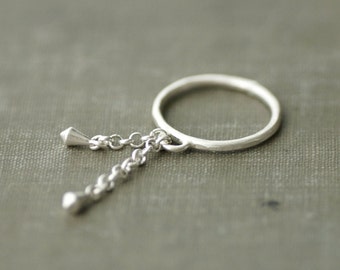Sterling Silver Dangling Statement Ring with Drops - Made to Order