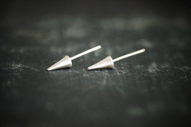 Black Sterling Silver Spike Studs Oxidized Earrings image 4