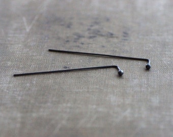 Long Oxidized Stud / Post Sterling Silver Earrings with Stem
