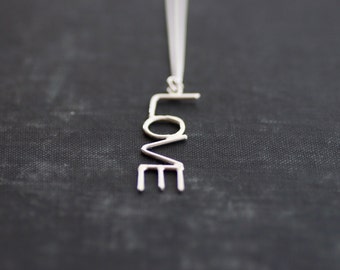 LOVE Necklace - Sterling Silver Chain and Pendant