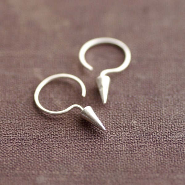 Small Sterling Spike Hoops - Matte