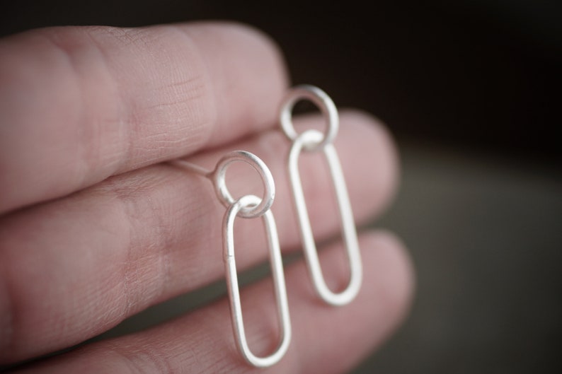 Chain Link Earrings Sterling Silver image 5