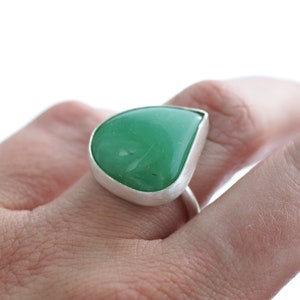 Chrysoprase Ring - Statement Ring - Sterling Silver - Size 6.75 image 3