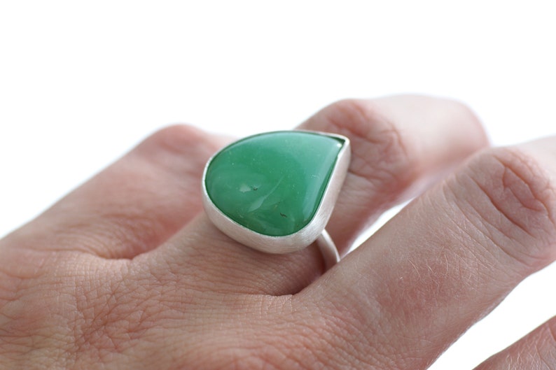 Chrysoprase Ring - Statement Ring - Sterling Silver - Size 6.75 image 3