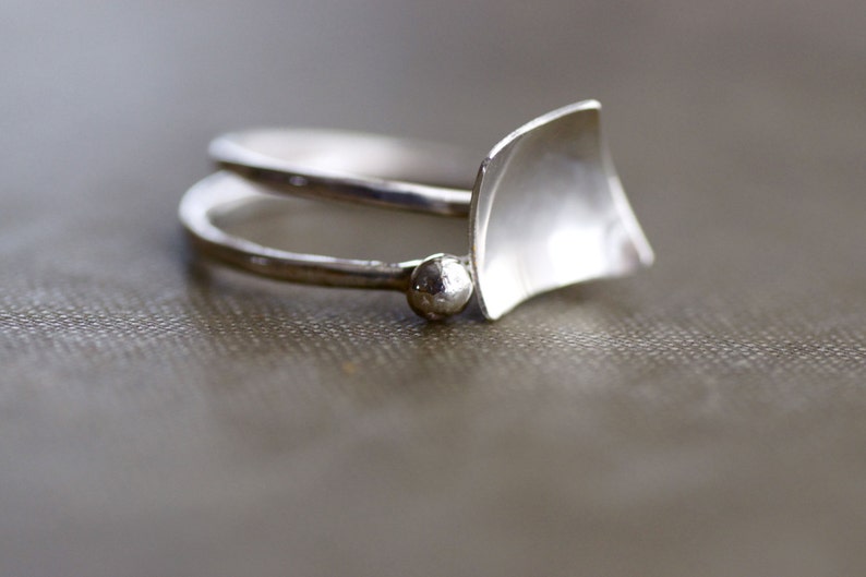 Set of Two Stacking Rings  Geometric  Sterling Silver image 4