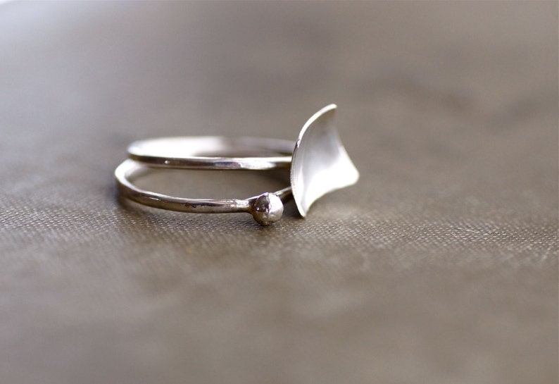 Set of Two Stacking Rings  Geometric  Sterling Silver image 2