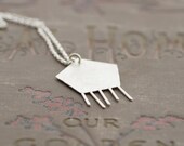 Sterling Silver Pentagon Pendant on Long Chain Necklace