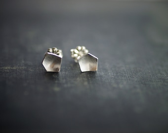 Pentagonal Post Earrings - Sterling Silver