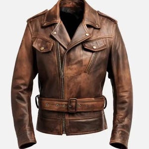 Vintage Motorcycle Biker Jacket, Handmade Biker Bomber Jacket, Brown Cafe Racer Leather Jacket, Best For Biker Riding, Retro Bikers