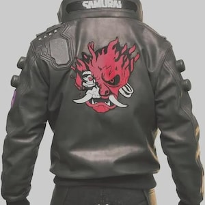 Cyberpunk V Jacket | Samurai Brown Bomber Leather Jacket | Cyberpunk Cosplay Costume | Gaming Jacket for Men | V Game Character Jacket