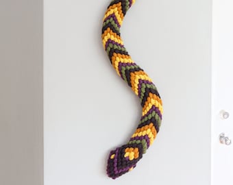 Macrame Wall or Table Snake Decor in Autumnal Colors