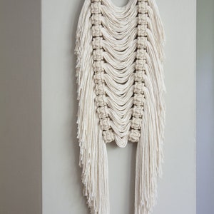 Modern Fringe and Berry Knot Fiber Art Macrame Wall Hanging image 4