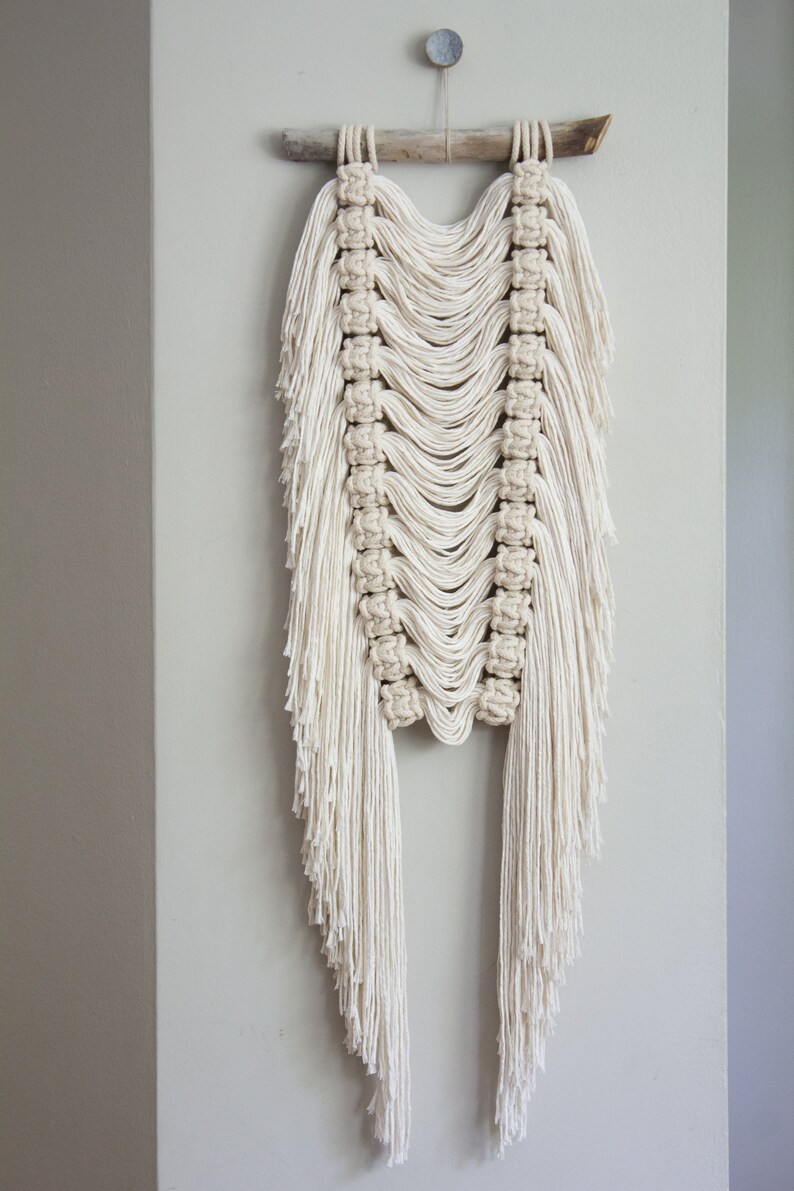 Modern Fringe and Berry Knot Fiber Art Macrame Wall Hanging image 4