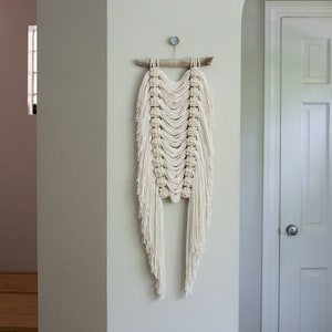 Modern Fringe and Berry Knot Fiber Art Macrame Wall Hanging image 1