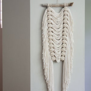 Modern Fringe and Berry Knot Fiber Art Macrame Wall Hanging image 9