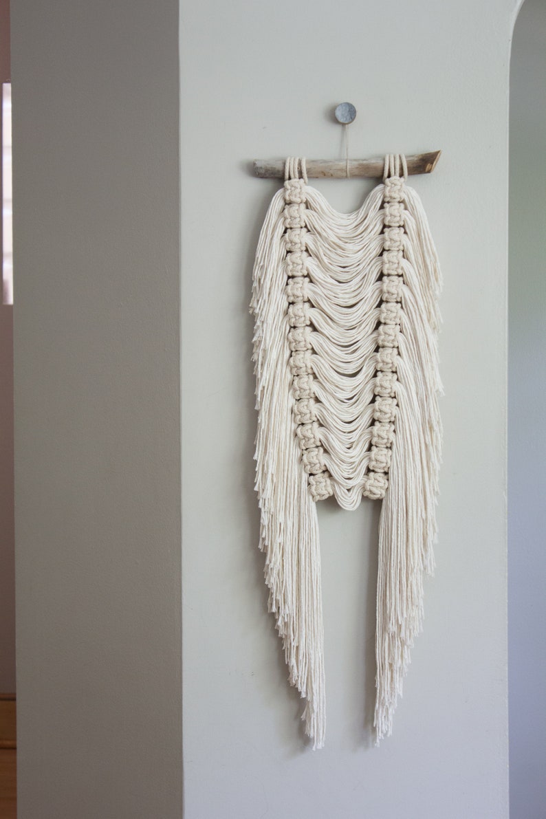 Modern Fringe and Berry Knot Fiber Art Macrame Wall Hanging image 9