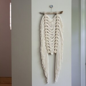 Modern Fringe and Berry Knot Fiber Art Macrame Wall Hanging image 3