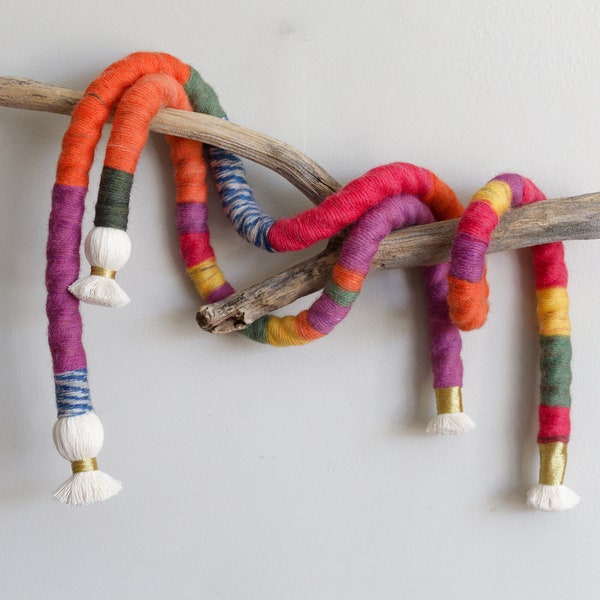 Colorful Abstract Fiber Sculpture Wall Hanging