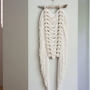 Modern Fringe and Berry Knot Fiber Art Macrame Wall Hanging image 8