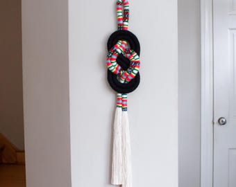 Colorful Oversized Knot Sculptural Fiber Art Wall Hanging