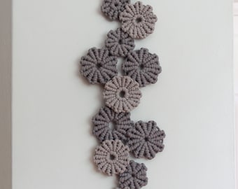 Sculptural Macrame Wall Hanging Gray Gears