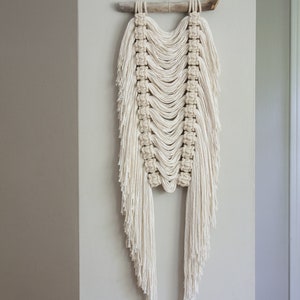 Modern Fringe and Berry Knot Fiber Art Macrame Wall Hanging image 2