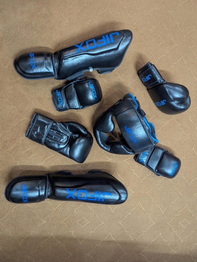 Personalized Real Leather Boxing Set Custom Pro Sparring Gloves & Head Guard - Handcrafted MMA Training Gear Boxing Gift for Men image 2