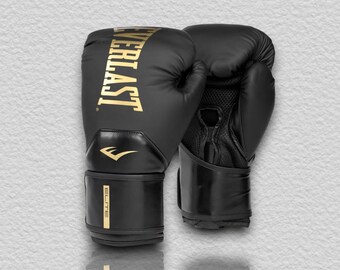 Professional Leather Boxing Gloves - Everlast Elite 2 Style Sparring Gloves with Ventilated Palm & Multi-Layer Protection for Pro Training