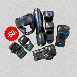 Personalized Real Leather Boxing Set Custom Pro Sparring Gloves & Head Guard - Handcrafted MMA Training Gear Boxing Gift for Men image 1