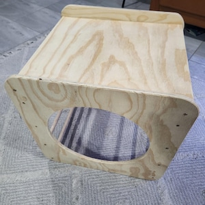 Montessorihouten peuterbankje | Handgemaakt multiplex kinderzitje | Multifunctionele klimplant, speeltafel of opstapje | Natuurlijke afwerking | 15 mm-laag