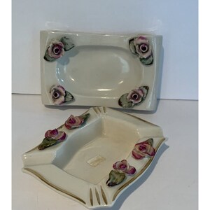 Vintage Ashtray and Trinket Dish Chantilly China with Roses Ashtray