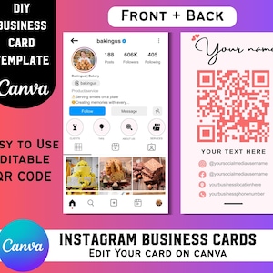 Instagram Business Cards, DIY Canva Business Card Template Design, IG Influencer Cards, Small Business Digital Cards, Premade Business Cards