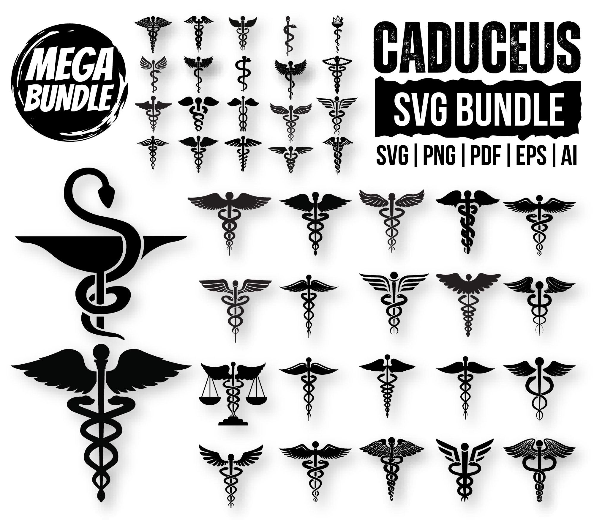 Bundle of Caduceus Symbols SVG, Nurse SVG, Medical Doctor Print, medical symbol SVG, caduceus symbol Svg Instant Download