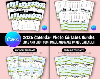 2026 Calendar Template with Photos, Editable Canva Template, Custom Family Photo Calendar, Personalized Christmas Gift, Printable Planner